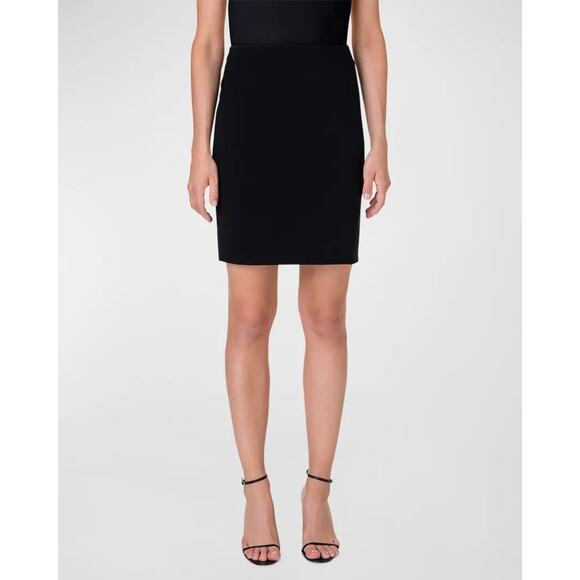 Akris Punto Stretch Virgin Wool Crepe Pencil Skirt Size 4 Black Work Wear - Picture 2 of 13